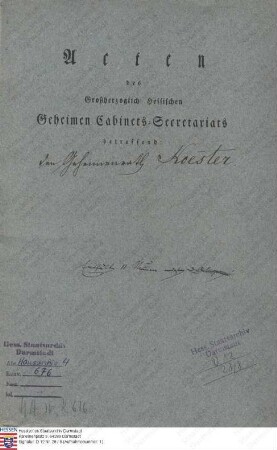 Köster, Ludwig Albert Wilhelm, Geheimrat in Deutz und Arnsberg