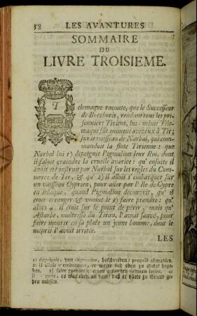 Sommaire du Livre troisieme.