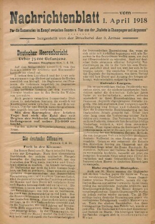 3.1918: Nachrichtenblatt vom