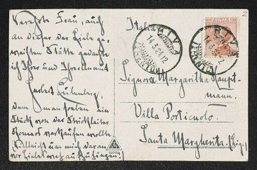 Brief von Herbert Eulenberg an Margarete Hauptmann