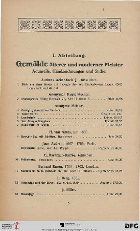 I. Abteilung. Gemälde älterer und moderner Meister (Nr. 1-241)