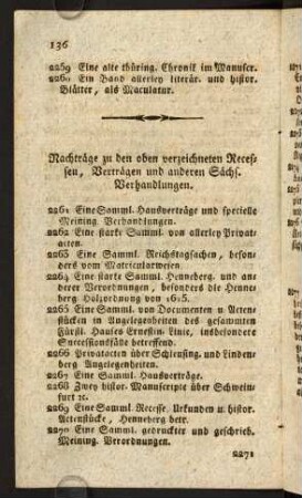 Nachträge zu den oben verzeichneten Recessen, Verträgen...