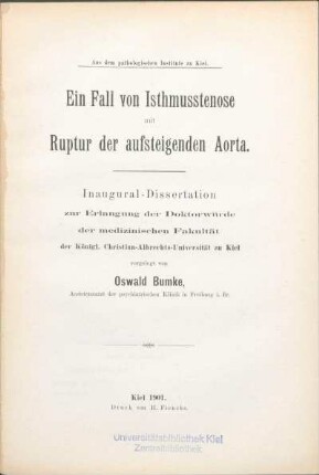 Ein Fall von Isthmusstenose mit Ruptur der aufsteigenden Aorta