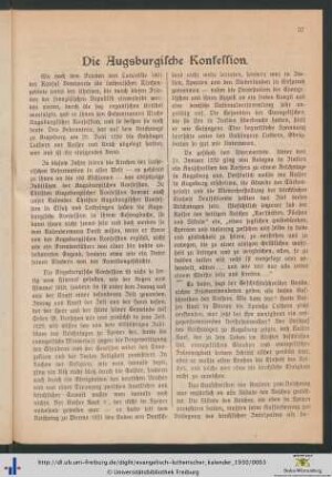 Die Augsburgische Konfession.