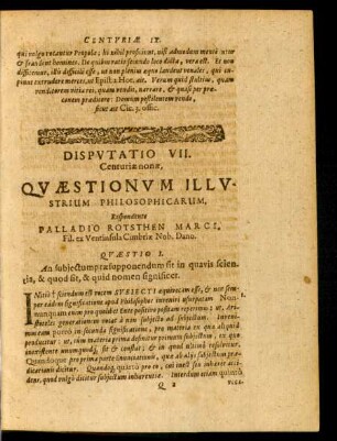 Disputatio VII. Respondente Palladio Rotsthen