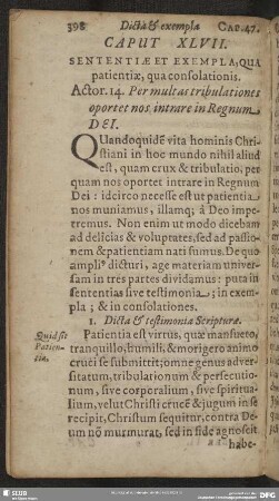 Caput XLVII. Sententiae Et Exempla, Qua patentiae, qua consolationis