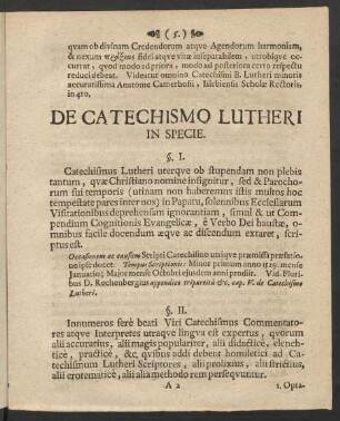 De Catechism Lutheri In Specie.