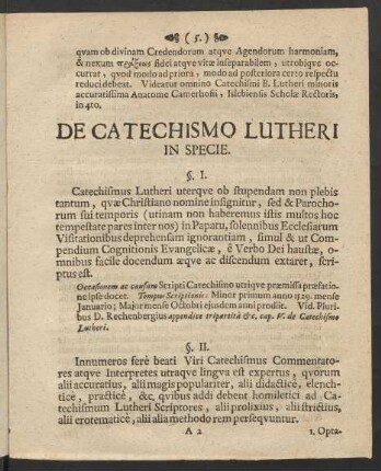 De Catechism Lutheri In Specie.