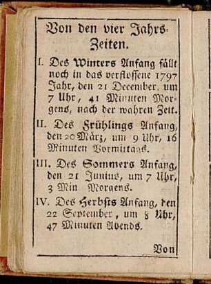 Von den vier Jahrs-Zeiten.