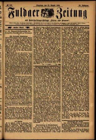 Erste Ausgabe vom Samstag, den 29. August 1896.