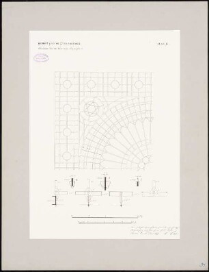 Preußisches Parlament, Berlin Schinkelwettbewerb 1869: Glasdecke über Sitzungssaal: Aufsicht und Details