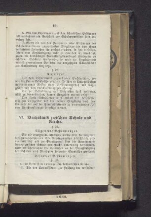 VI. Verhältnis zwischen Schule und Kirche.