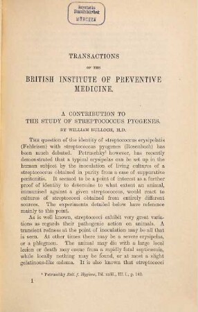 Transactions of the British Institute of Preventive Medicine, 1