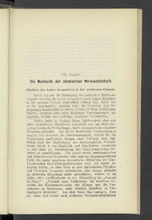 VII. Die Mechanik der chemischen Verwandtschaft.