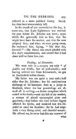 November 2. - Arrive at Auchinleck. Character of Lord Auchinleck. His idea of Dr. Johnson.