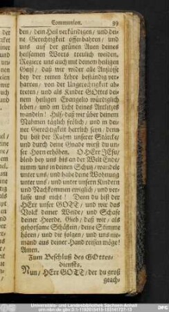 Zum Beschluß des Gottesdiensts.
