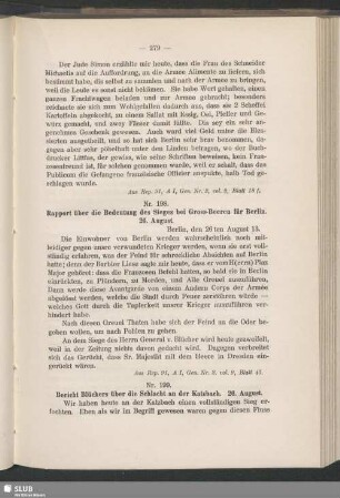 Nr. 199. Bericht Blüchers über die Schlacht an der Katzbach. 26. August