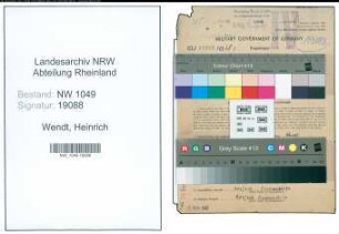 Entnazifizierung Heinrich Wendt , geb. 10.11.1895 (Bahnbeamter)
