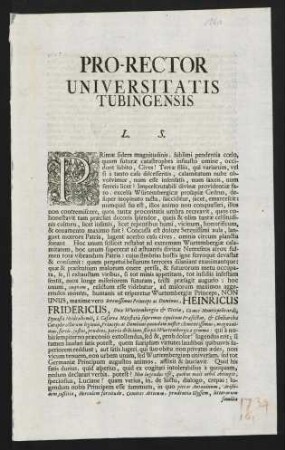 Pro-Rector Universitatis Tubingensis L. S.
