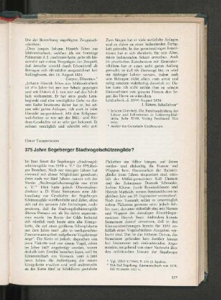 375 Jahre Segeberger Stadtvogelschützengilde?