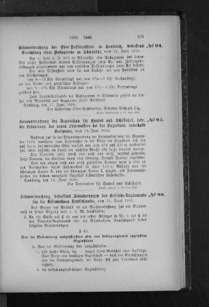 No. 94 Bekanntmachung der Ober-Postdirektion in Hamburg, betreffend Errichtung einer Postagentur in Allermöhe