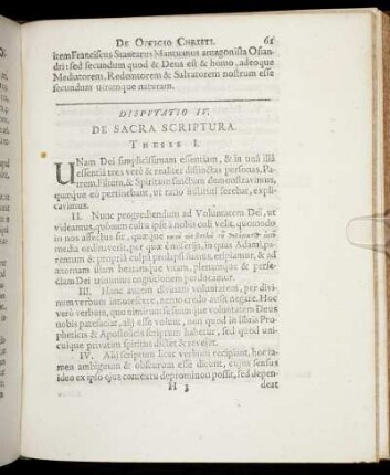 Disputatio IV. De Sacra Scriptura.