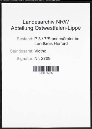 Heiratsregister Standesamt Vlotho