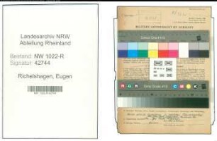 Entnazifizierung Eugen Richelshagen , geb. 06.10.1910 (Bahninspektor)