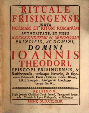 Rituale Frisingense Juxta Normam Et Ritum Romanum