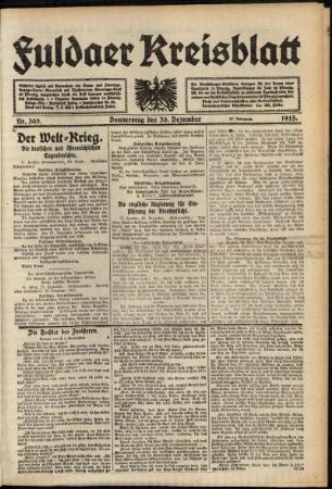 Ausgabe vom Donnerstag, den 30. Dezember 1915.
