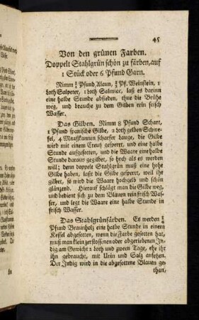 45-48, Von den grünen Farben.