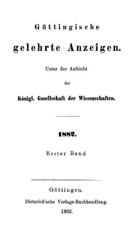 1882,1: Göttingische gelehrte Anzeigen