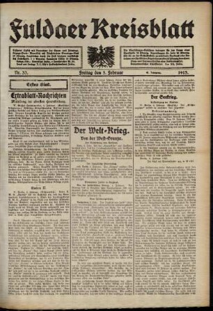 Erste Ausgabe vom Freitag, den 05. Februar 1915.