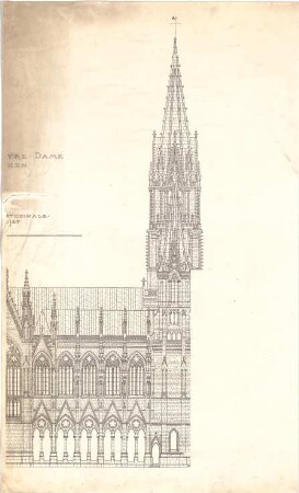 Schmidt, Heinrich von; Brüssel - Laeken (Belgien); Eglise Notre Dame, Portal und Turm - Teilansicht