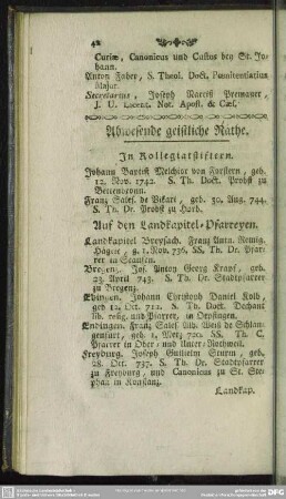Abwesende geistliche Räthe