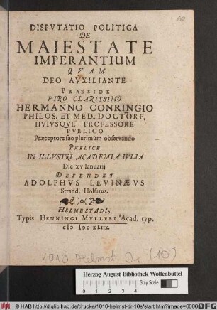 Disputatio Politica De Maiestate Imperantium