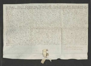 1749 Mai 27. Lehnsbrief Franz Arnolds von Wendt für Kleinsorge über 15 Stücke Land.