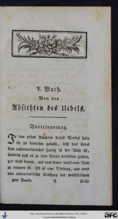 I. Theil. Von dem Nutzen des Übels.
