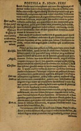 Postillae siue Conciones Reverendi Patris D. Ioannis Feri, Moguntinae Metropolitanae concionatoris absolutissimi. In Epistolas & Euangelia ..., 3. ... quae à Pascha vsque ad Aduentum, Dominicis diebus, in Ecclesia Christi recitantur ; [1]