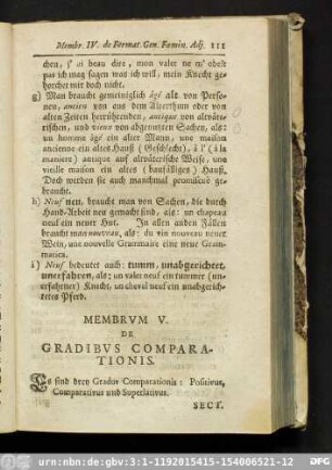 Membrum V. De Gradibus Comparationis.
