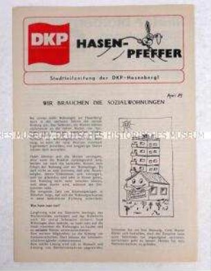Zeitung der DKP-Ortsgruppe München-Hasenbergl u.a. zur Wohnungspolitik und zur Europawahl