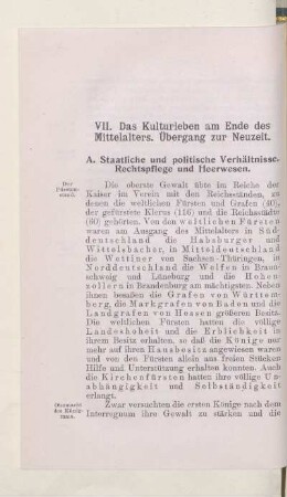VII. Das Kulturleben am Ende des Mittelalters. Übergang zur Neuzeit