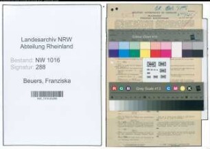 Entnazifizierung Franziska Beuers , geb. 15.12.1886 (Ordensschwester)