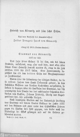 Heinrich von Könneritz und seine sechs Söhne : Aus dem Nachlasse des Staatsministers Julius Traugott Jacob von Könneritz