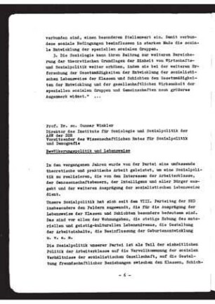Bevölkerungspolitik und Lebensweise