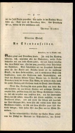 Vierter Brief. An Ebendenselben