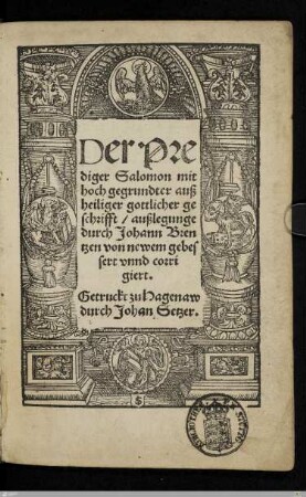 Der Prediger Salomon : mit hoch gegrundter auß heiliger gottlicher geschrifft, außlegunge