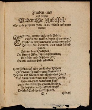 Freuden-Lied auff hiesiges Akademisches Jubelfest ...