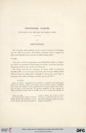 Troisième partie: Catalogue des oeuvres de Pompeo Leoni