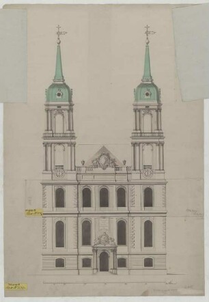 Zittau, Johanniskirche, Entwurf, Turmfront